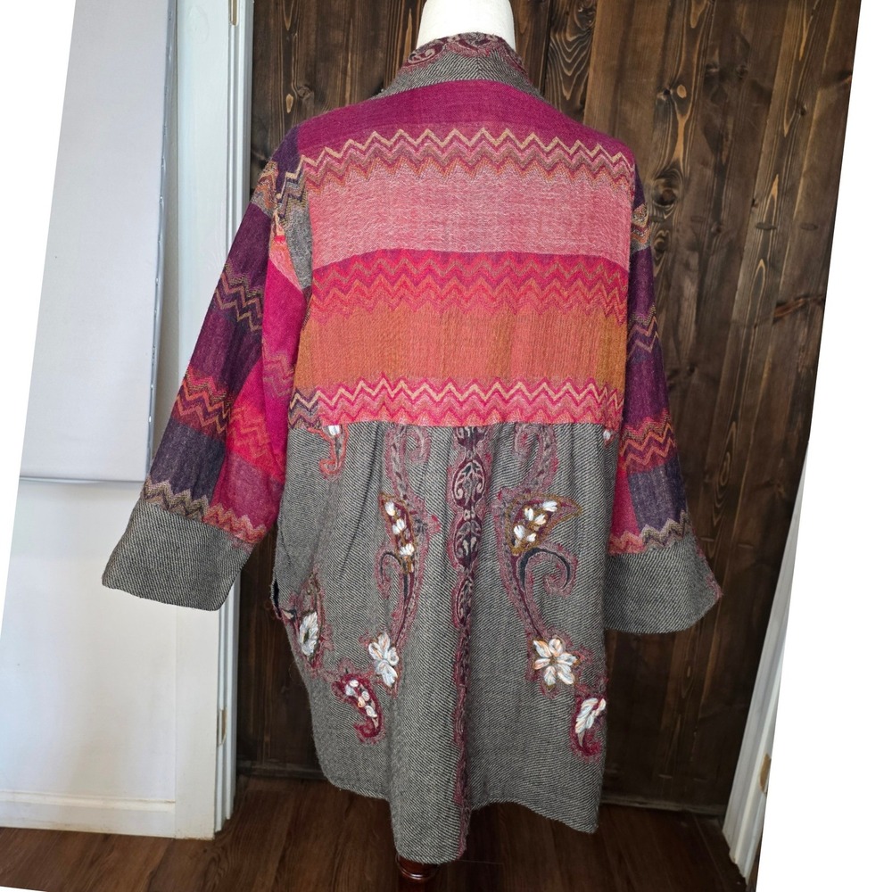 Soft Surroundings Jacket Wool Patchwork Floral Em… - image 2